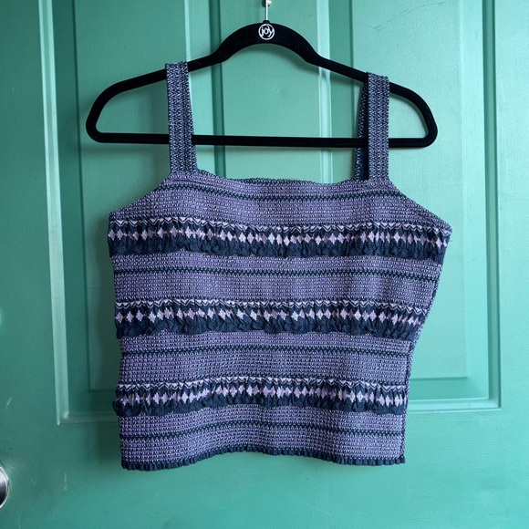 Anthropologie medium Smocked Embroidered Tank like new - Picture 2 of 9